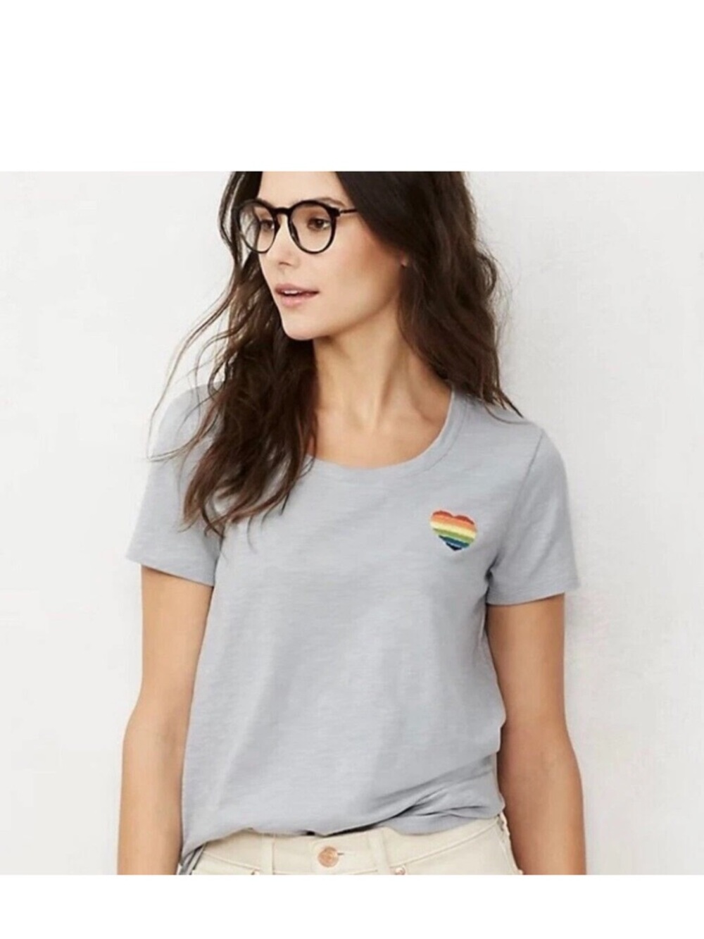 LC Lauren 100% organic cotton womens Tshirt with Rainbow Pride Heart size XL
